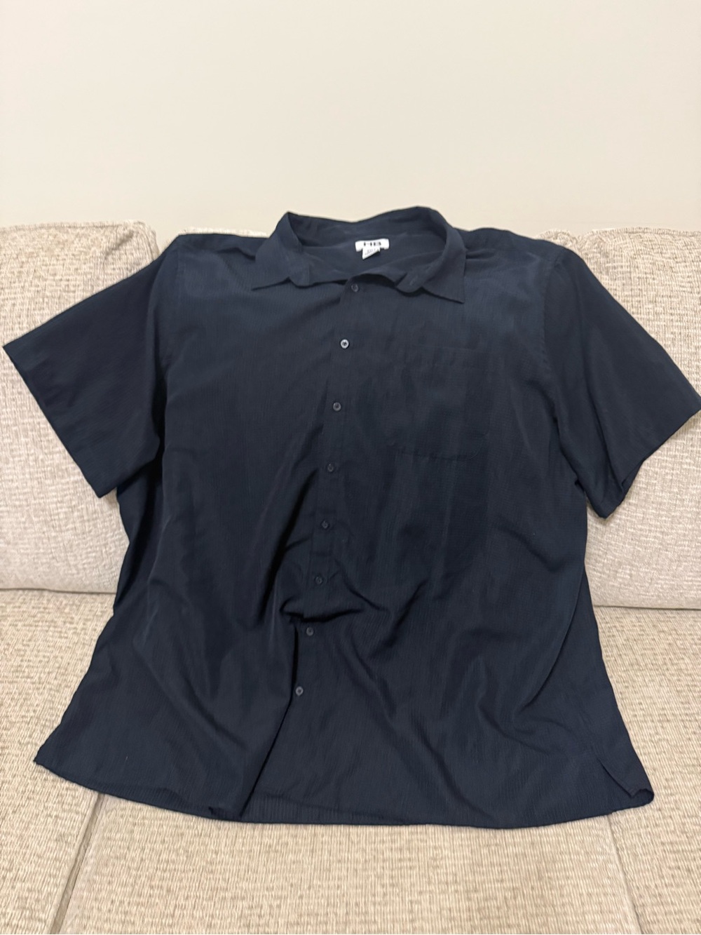 HB Men Black Short-Sleeve Button-Down Casual Shirt. Big and Tall